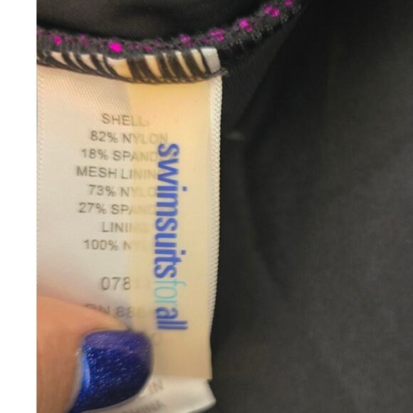 SwimSuits For All Black Pink One Piece Swim Dress 32 NWT - Picture 6 of 6